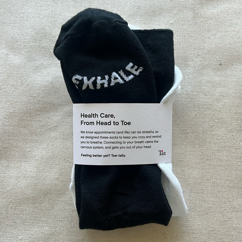 FREE with purchase. Inhale Exhale yoga tube socks